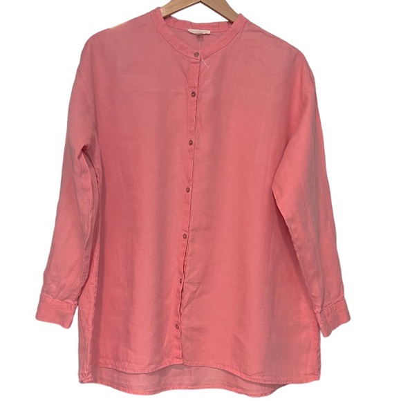 Eileen Fisher Pink 100% organic Linen blouse. - Picture 4 of 7